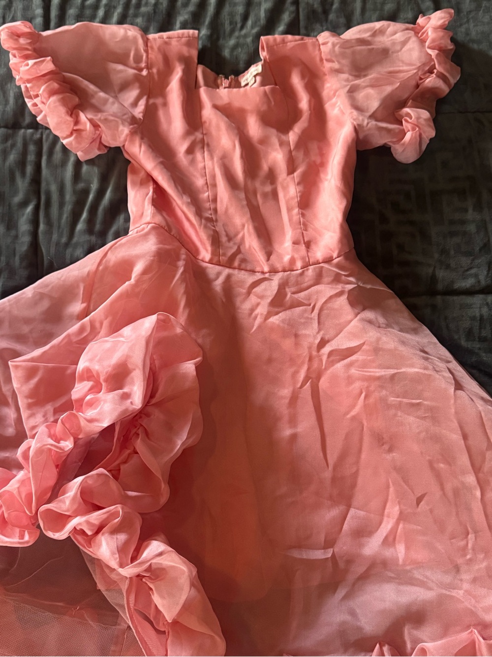 Girls Pink Party Dress with Ruffle Sleeves